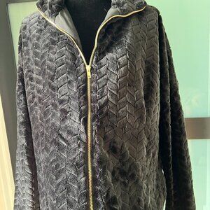 Susan Betro XXL Zip up jacket in black textured velour